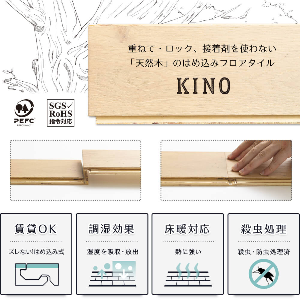 フロアタイル 天然木 Kino キーノ Diyウッドロックフローリング フロアタイル カーペット ラグ 床材専門店 スタイルダート