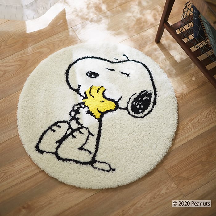 マット Snoopy スヌーピー クロースフレンド ウッドストック 65cm円形 フロアタイル カーペット ラグ 床材専門店 スタイルダート 友安製作所